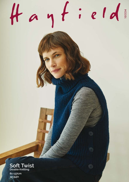 Hayfield Ladies Roll Neck Vest Knitting Pattern in Hayfield Soft Twist DK 10334P PDF DOWNLOAD