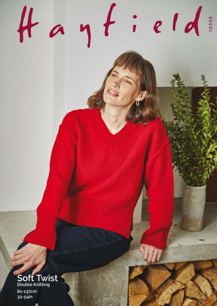 Hayfield Ladies V-Neck Sweater Knitting Pattern in Hayfield Soft Twist DK 10336P PDF DOWNLOAD