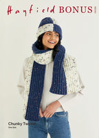 Hayfield Ladies Hat and Scarf Knitting Pattern in Bonus Chunky Tweed 10338P PDF DOWNLOAD