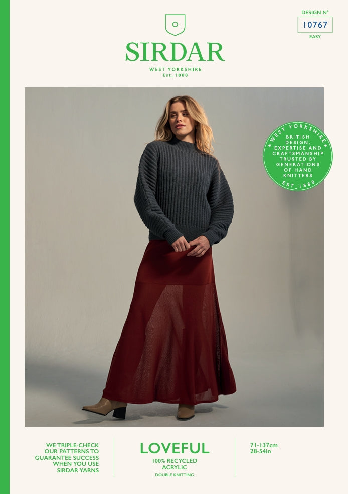 Sirdar Ladies Sweater Knitting Pattern in Loveful DK 10767P PDF DOWNLOAD