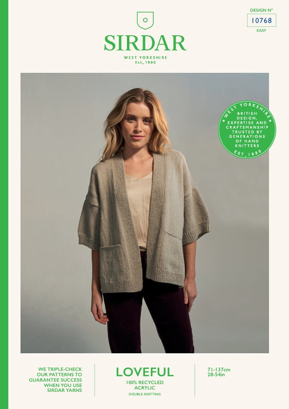 Sirdar Ladies Cardigan Knitting Pattern in Loveful DK 10768P PDF DOWNLOAD