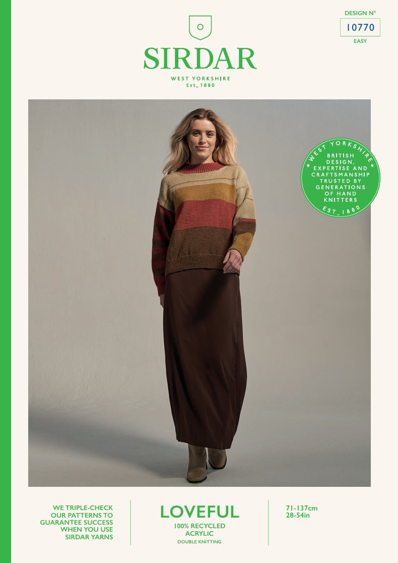 Sirdar Ladies Sweater Knitting Pattern in Loveful DK 10770P PDF DOWNLOAD