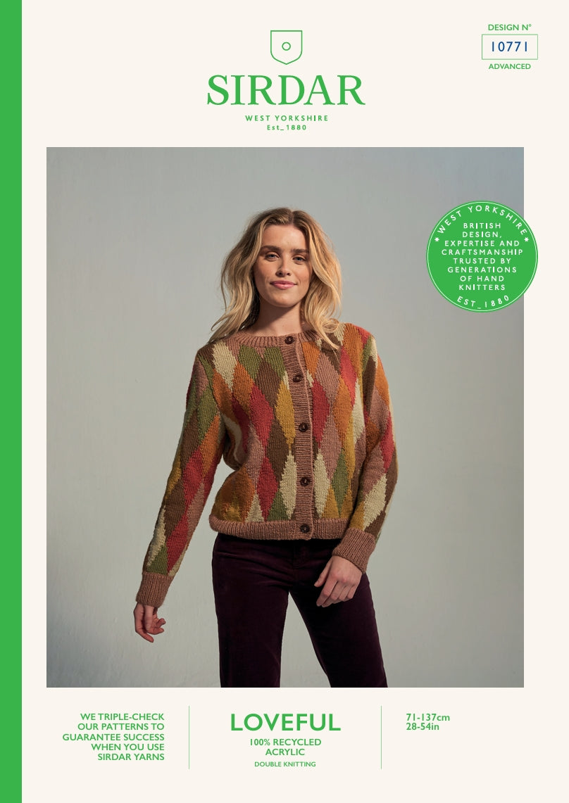 Sirdar Ladies Cardigan Knitting Pattern in Loveful DK 10771P PDF DOWNLOAD