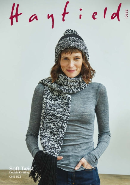 Hayfield Ladies Hat and Scarf Knitting Pattern in Hayfield Soft Twist DK 10333P PDF DOWNLOAD
