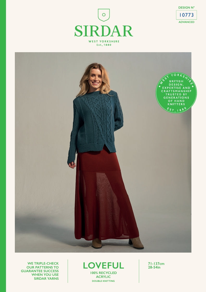 Sirdar Ladies Sweater Knitting Pattern in Loveful DK 10773P PDF DOWNLOAD