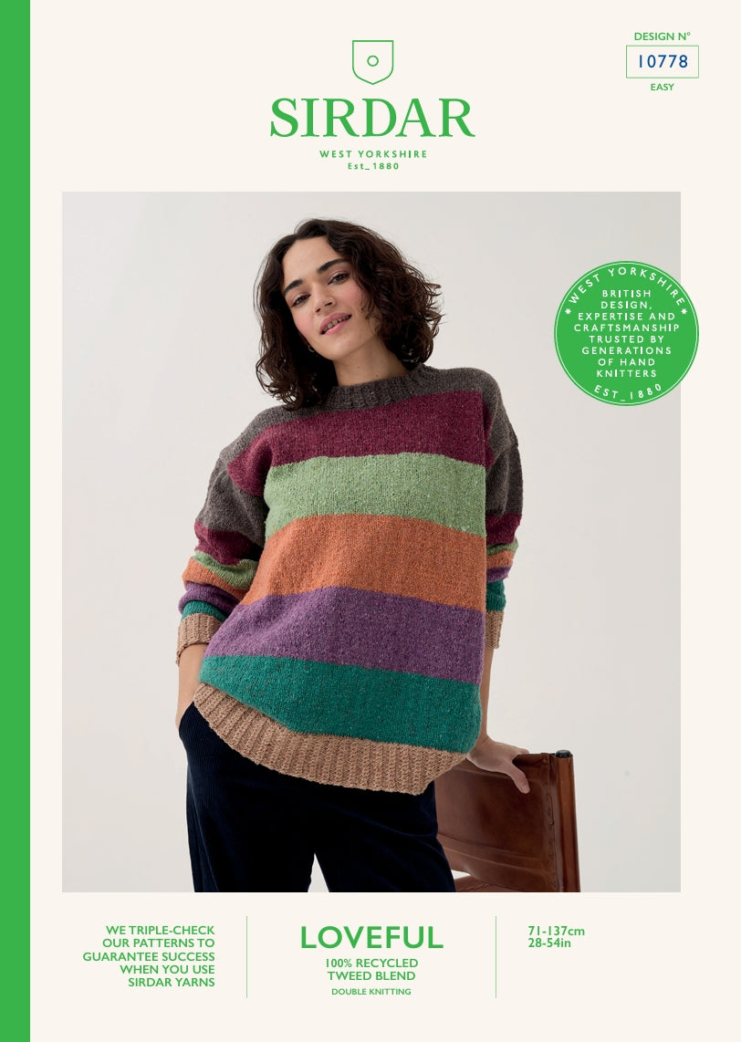 Sirdar Ladies Sweater Knitting Pattern in Loveful Tweed DK 10778P PDF DOWNLOAD