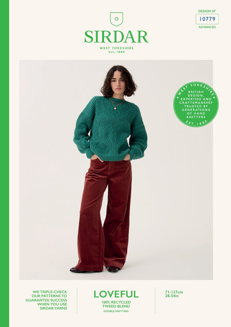 Sirdar Ladies Sweater Knitting Pattern in Loveful Tweed DK 10779P PDF DOWNLOAD