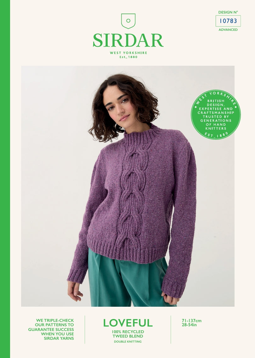 Sirdar Ladies Sweater Knitting Pattern in Loveful Tweed DK 10783P PDF DOWNLOAD