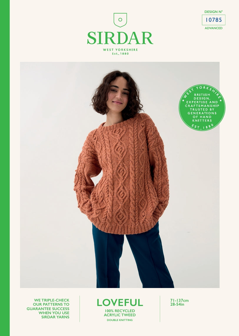 Sirdar Ladies Sweater Knitting Pattern in Loveful Tweed DK 10785P PDF DOWNLOAD