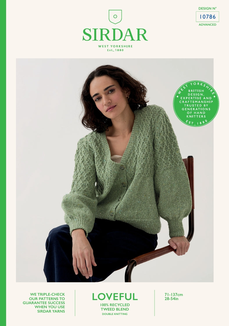 Sirdar Ladies Cardigan Knitting Pattern in Loveful Tweed DK 10786P PDF DOWNLOAD