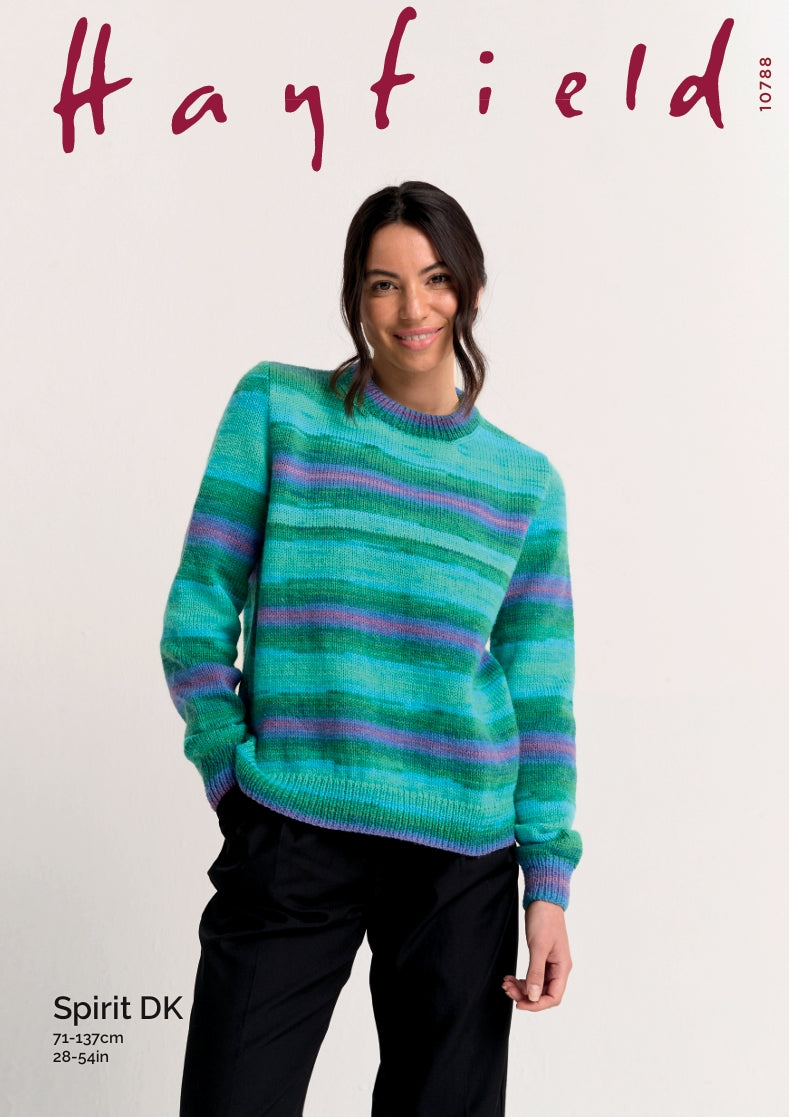 Hayfield Ladies Sweater Knitting Pattern in Spirit DK 10788P PDF DOWNLOAD