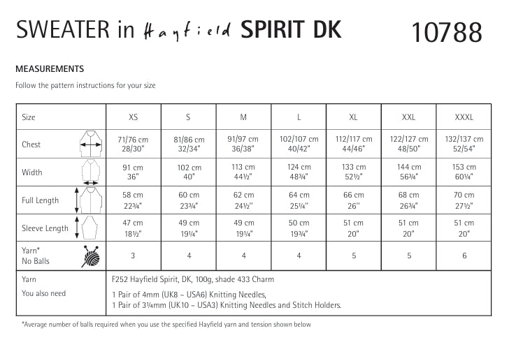 Hayfield Ladies Sweater Knitting Pattern in Spirit DK 10788P PDF DOWNLOAD