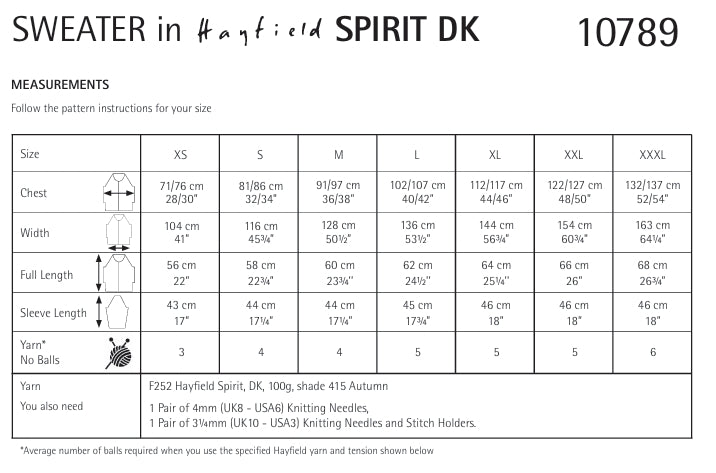 Hayfield Ladies Sweater Knitting Pattern in Spirit DK 10789P PDF DOWNLOAD