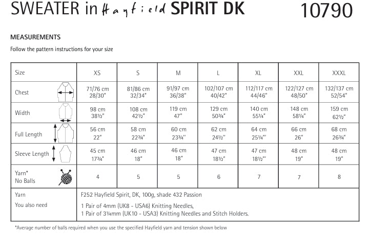 Hayfield Ladies Sweater Knitting Pattern in Spirit DK 10790P PDF DOWNLOAD