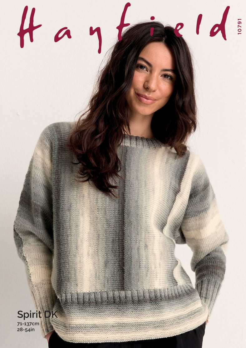 Hayfield Ladies Sweater Knitting Pattern in Spirit DK 10791P PDF DOWNLOAD
