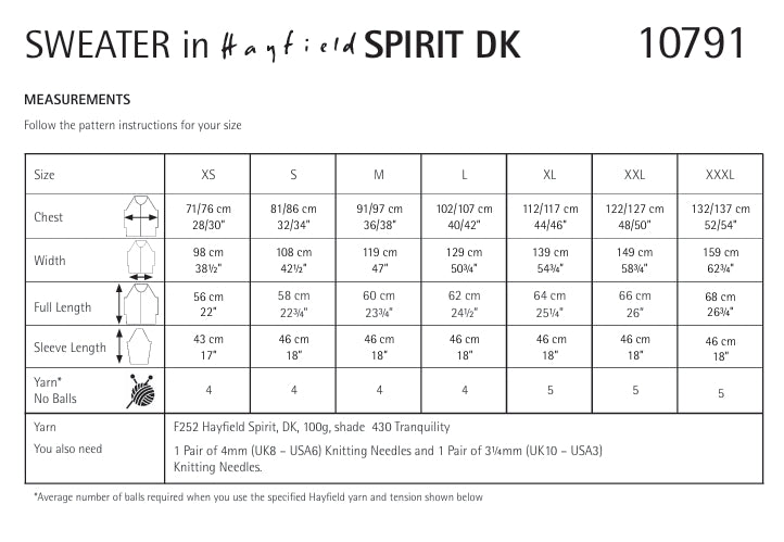 Hayfield Ladies Sweater Knitting Pattern in Spirit DK 10791P PDF DOWNLOAD