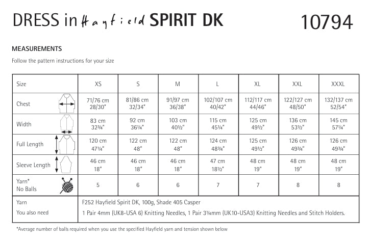 Hayfield Ladies Dress Knitting Pattern in Spirit DK 10794P PDF DOWNLOAD