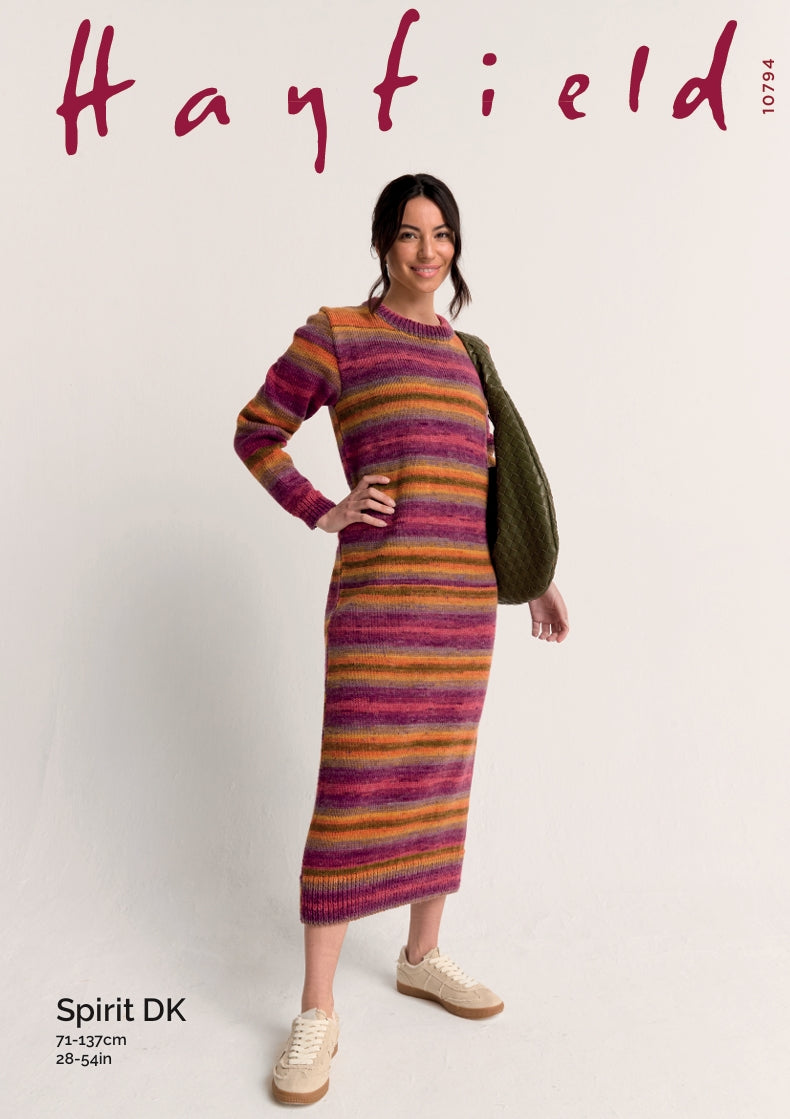 Hayfield Ladies Dress Knitting Pattern in Spirit DK 10794P PDF DOWNLOAD