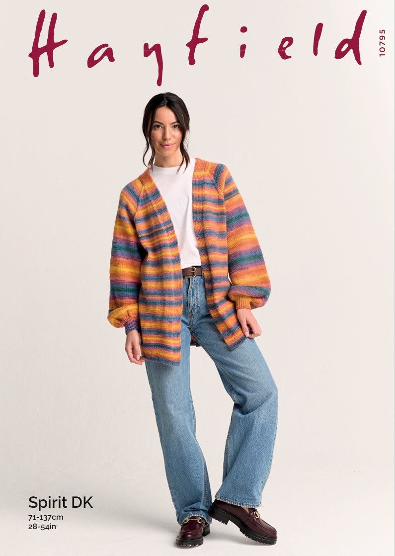 Hayfield Ladies Cardigan Knitting Pattern in Spirit DK 10795P PDF DOWNLOAD