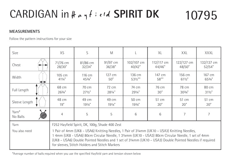 Hayfield Ladies Cardigan Knitting Pattern in Spirit DK 10795P PDF DOWNLOAD