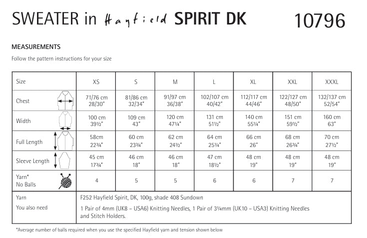 Hayfield Ladies Sweater Knitting Pattern in Spirit DK 10796P PDF DOWNLOAD