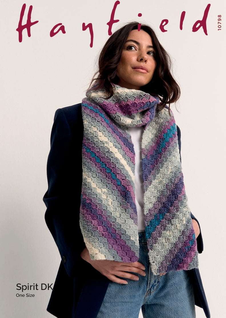 Hayfield Ladies Scarf Crochet Pattern in Spirit DK 10798P PDF DOWNLOAD