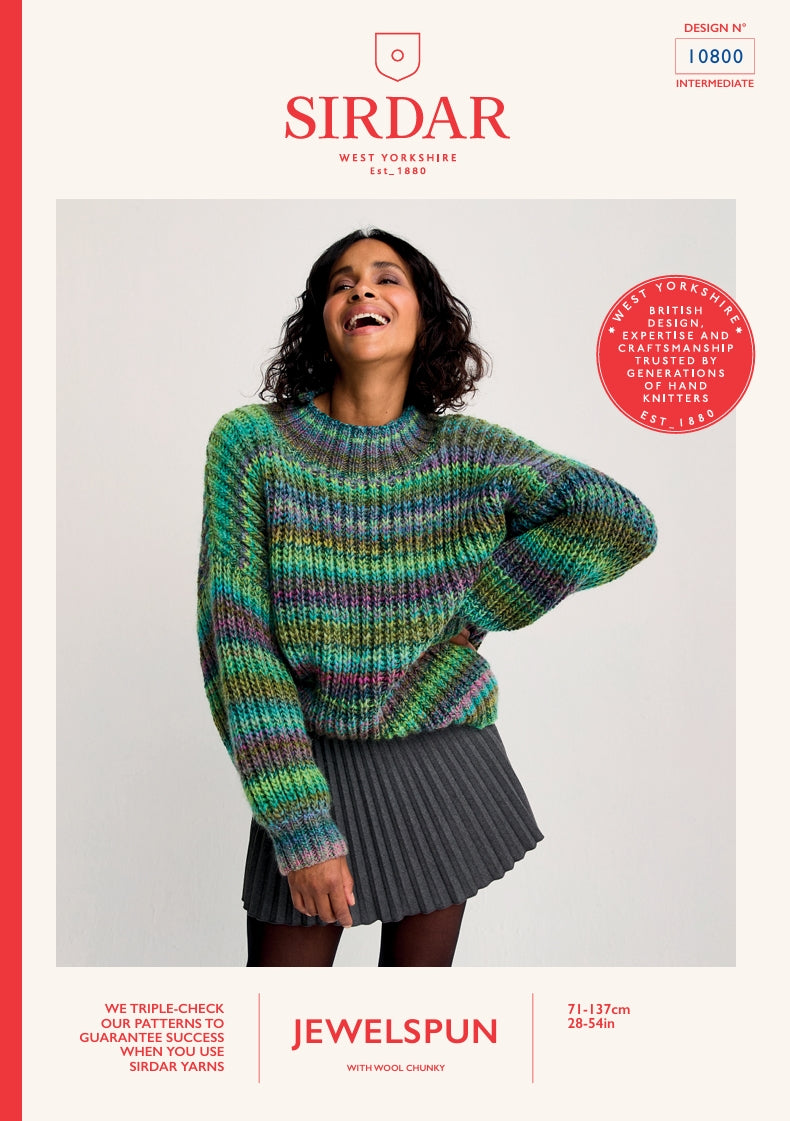 Sirdar Ladies Sweater Knitting Pattern in Jewelspun Chunky 10800P PDF DOWNLOAD
