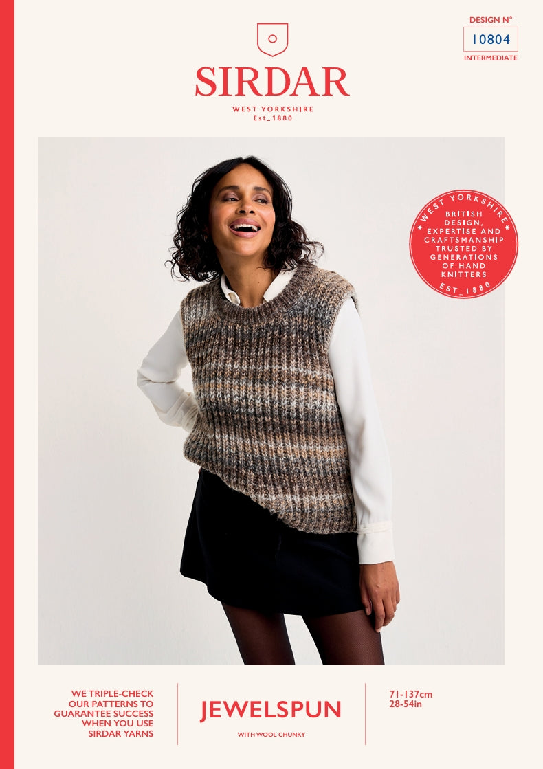 Sirdar Ladies Vest/Tank Top Knitting Pattern in Jewelspun Chunky 10804P PDF DOWNLOAD
