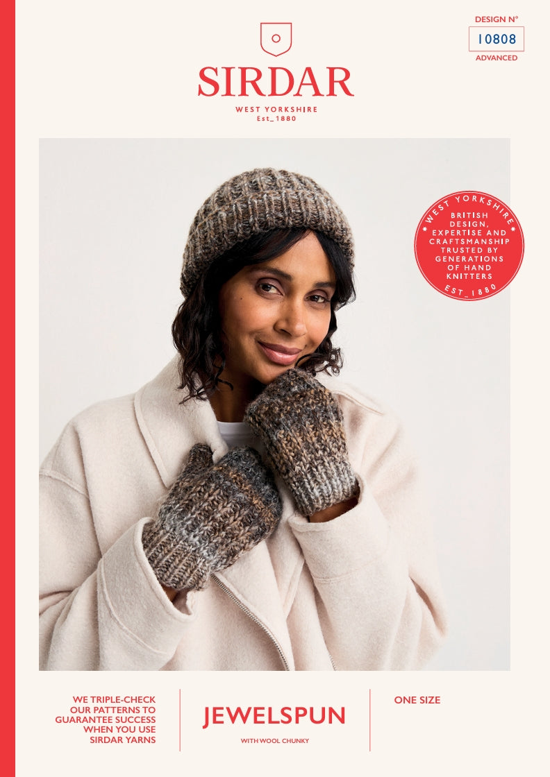 Sirdar Ladies Hat, Mittens and Scarf Knitting Pattern in Jewelspun Chunky 10808P PDF DOWNLOAD