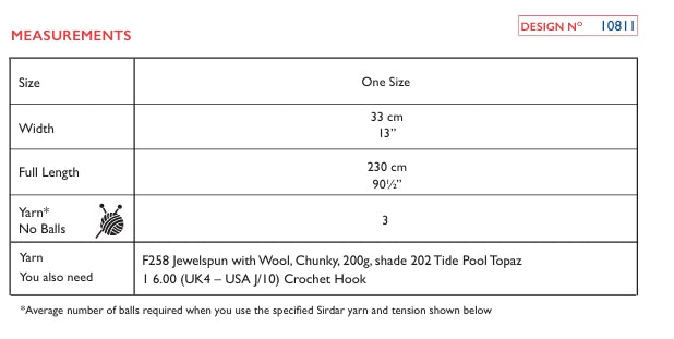 Sirdar Ladies Scarf Crochet Pattern in Jewelspun Chunky 10811P PDF DOWNLOAD
