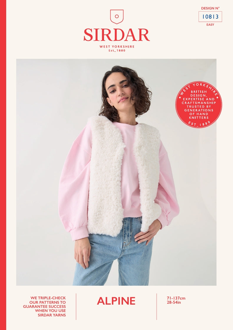 Sirdar Ladies Gilet/Waistcoat Pattern in Alpine 10813P PDF DOWNLOAD