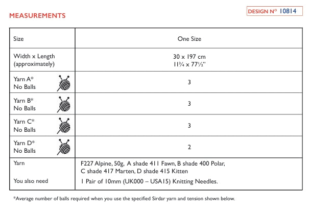 Sirdar Ladies Scarf Knitting Pattern in Alpine 10814P PDF DOWNLOAD