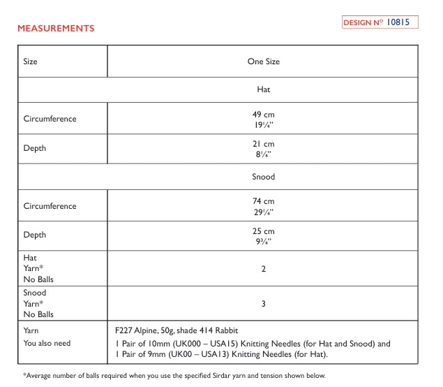 Sirdar Ladies Hat and Snood Knitting Pattern in Alpine 10815P PDF DOWNLOAD