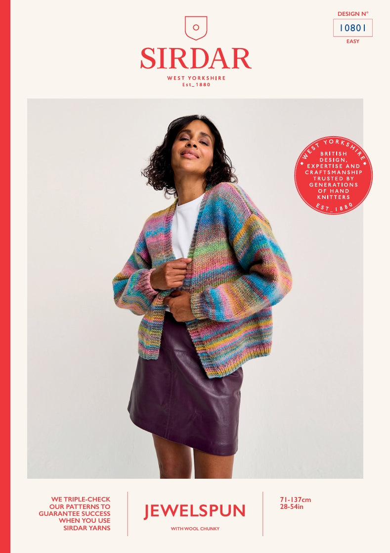 Sirdar Ladies Cardigan Knitting Pattern in Jewelspun Chunky 10801P PDF DOWNLOAD