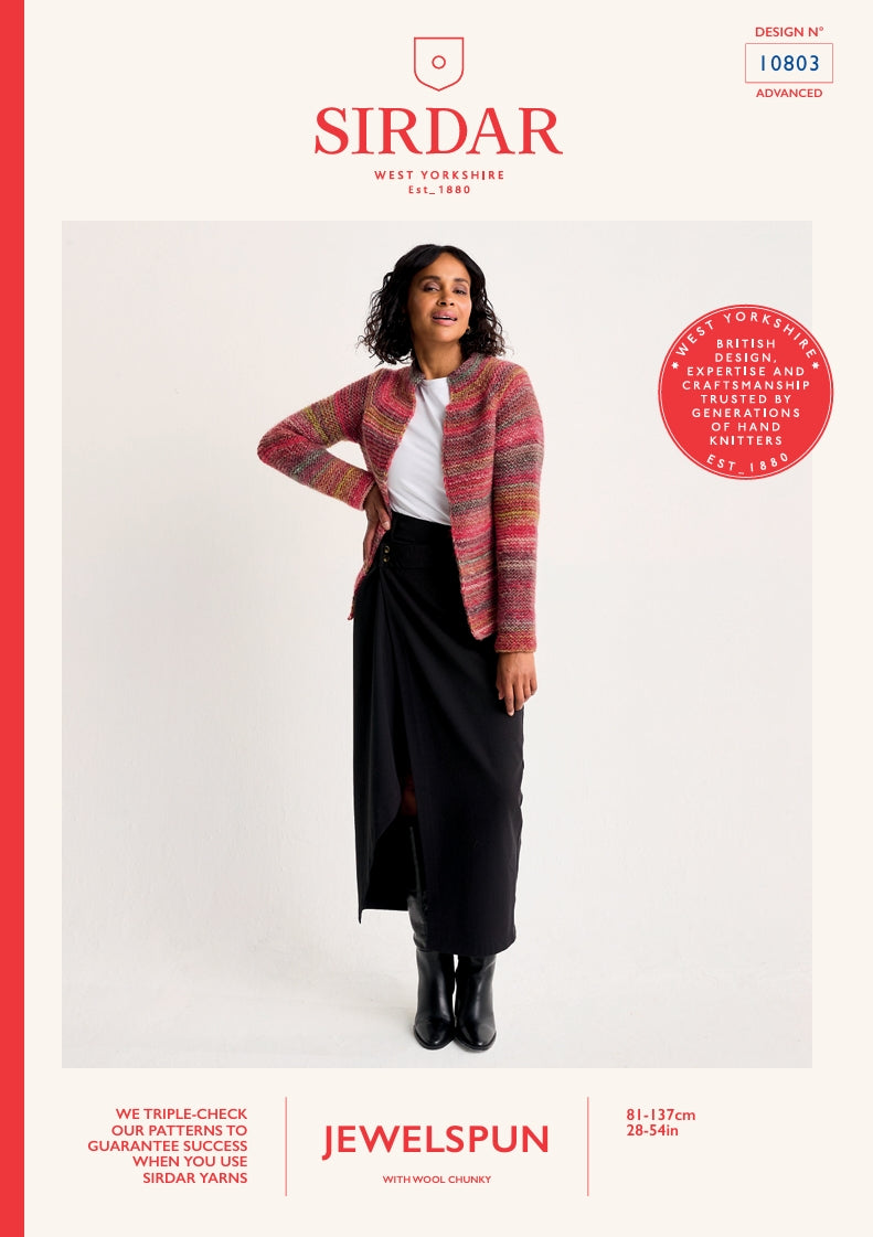Sirdar Ladies Cardigan Knitting Pattern in Jewelspun Chunky 10803P PDF DOWNLOAD
