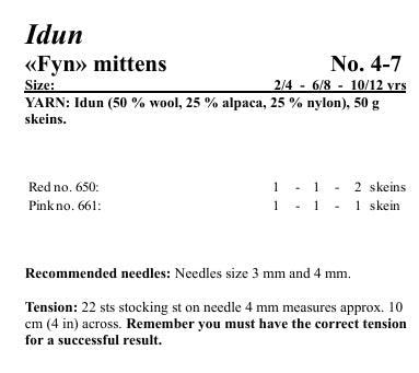 Viking Yarn Childrens Mittens Knitting Pattern in Viking Wool Idun DK 4-7P PDF DOWNLOAD)