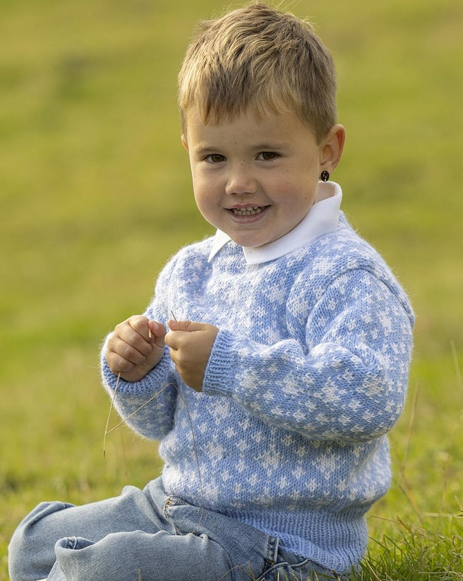 Viking Yarn Childrens Boat Necked Sweater Knitting Pattern in Viking Wool Idun DK 4-9bP PDF DOWNLOAD