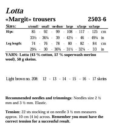 Viking Yarn Ladies Trousers Knitting Pattern in Viking Wool Lotta DK 2503-6P PDF DOWNLOAD