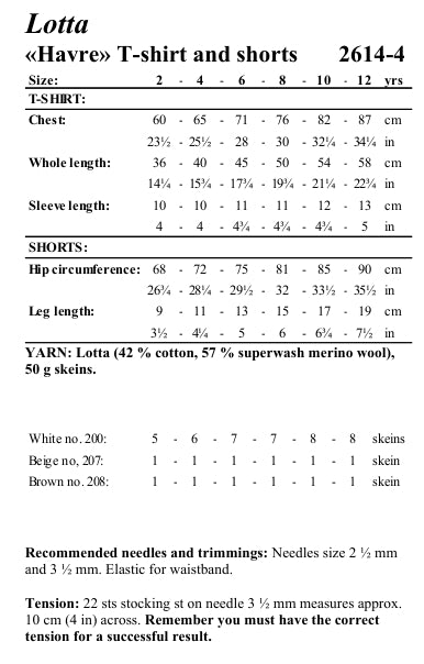 Viking Yarn Childrens T-Shirt and Shorts Knitting Pattern in Viking Wool Lotta DK 2614-4bP PDF DOWNLOAD