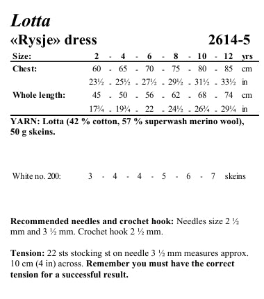 Viking Yarn Girls Dress Knitting Pattern in Viking Wool Lotta DK 2614-5P PDF DOWNLOAD