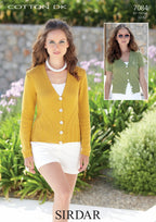 Sirdar Womans Cardigan Knitting Pattern in Sirdar Cotton DK 7084P PDF DOWNLOAD