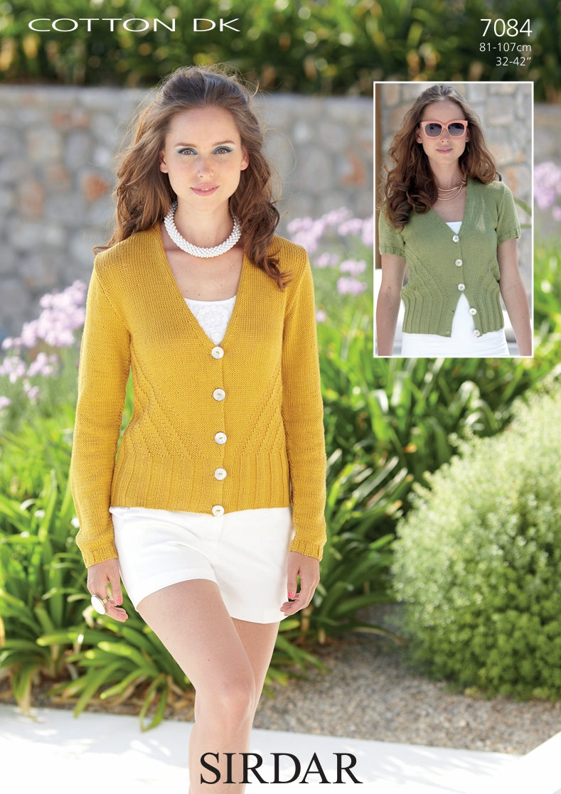 Sirdar Womans Cardigan Knitting Pattern in Sirdar Cotton DK 7084P PDF DOWNLOAD