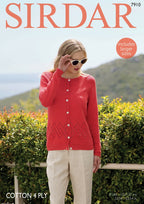 Sirdar Cardigan Knitting Pattern in Sirdar Cotton 4ply 7910P PDF DOWNLOAD