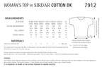 Sirdar Womans Top Knitting Pattern in Sirdar Cotton 4ply 7912P PDF DOWNLOAD