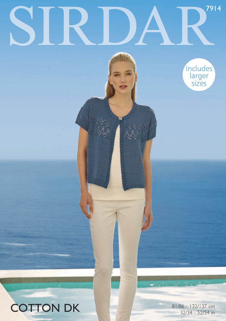 Sirdar Cardigan Knitting Pattern in Sirdar Cotton DK 7914P PDF DOWNLOAD
