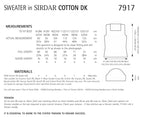 Sirdar Sweater Knitting Pattern in Sirdar Cotton DK 7917P PDF DOWNLOAD