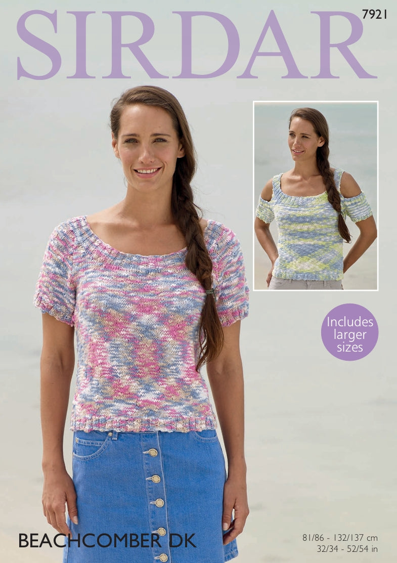 Sirdar Tops Knitting Pattern in Sirdar Beachcomber DK 7921P PDF DOWNLOAD