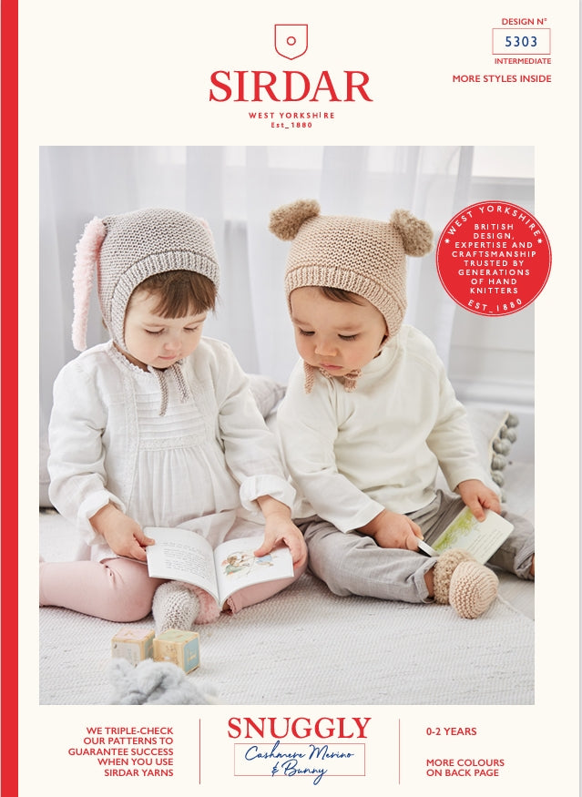 Sirdar Bear & Bunny Hat & Bootees Knitting Pattern in DK 5303P PDF DOWNLOAD