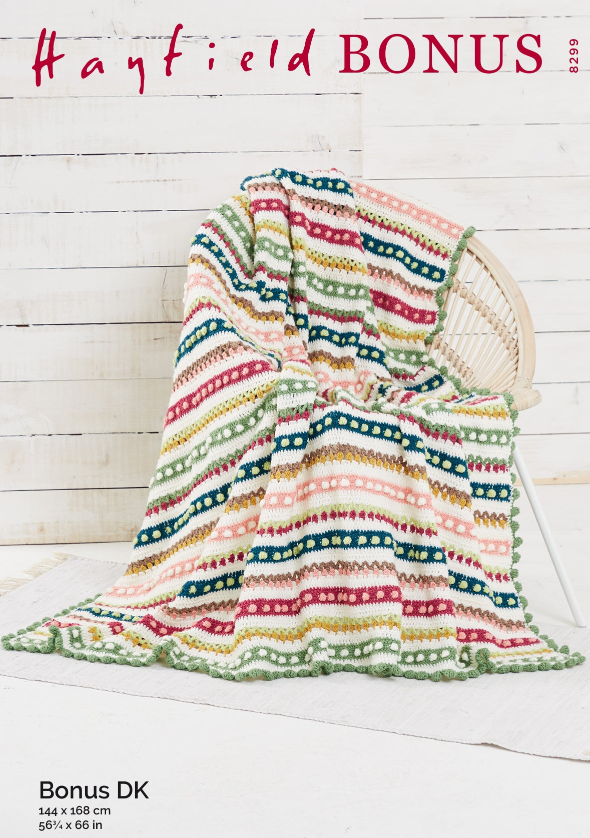 Hayfield Tulip & Bobble Blanket Crochet Pattern in DK 8299P PDF DOWNLOAD