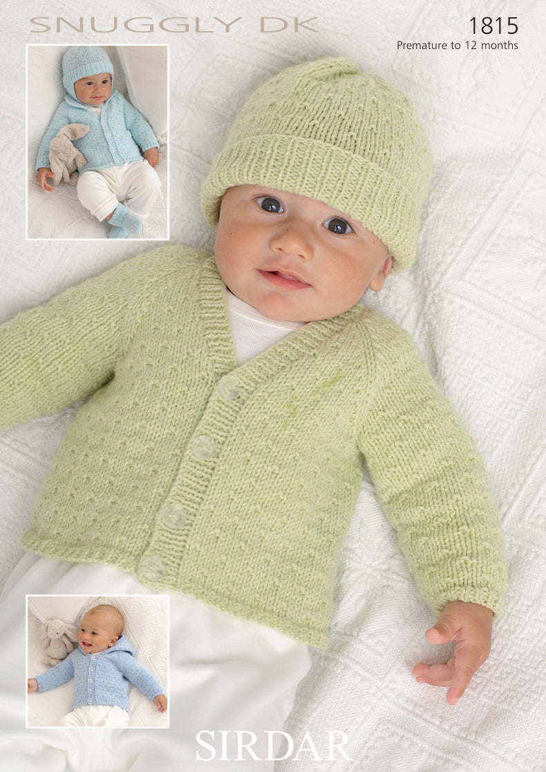 Sirdar Cardigans, Hats, Mittens and Bootees Knitting Pattern in Snuggly DK 1815P PDF DOWNLOAD
